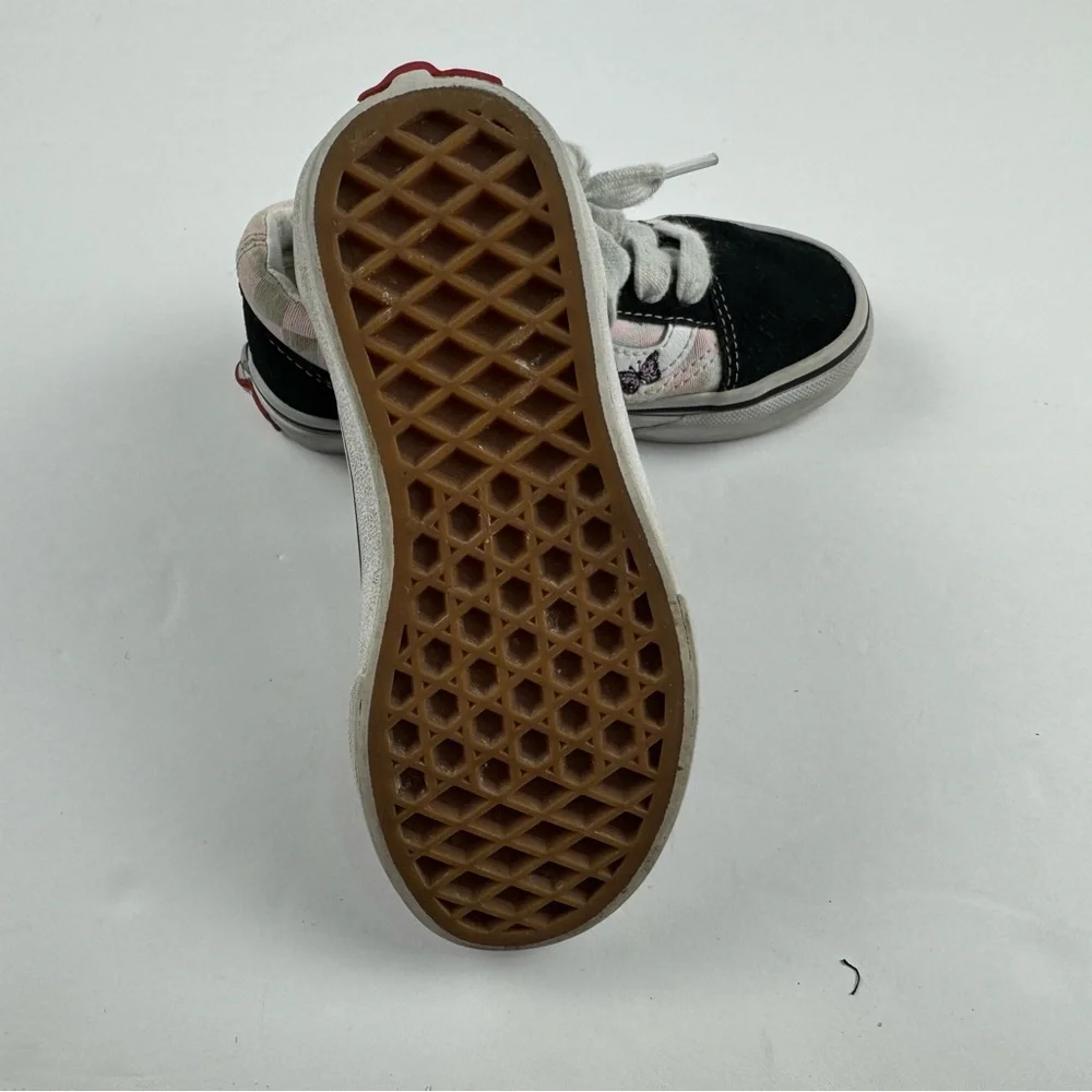 Vans Kids Old skool Black and White Butterfly skate Sneakers size 11